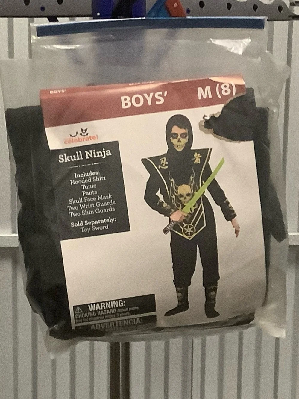 Boys' Skull Ninja Halloween/dress-up Costume - Black/gold- size medium (8)